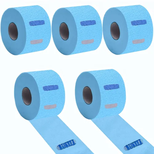 Vista 11 de Tiras de cuello de peluquero – 5 rollos de 500 piezas de papel negro, desechable y flexible para cortar el cabello, suministros de salón, resistente