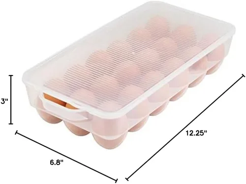 Vista 8 de Eslite Soporte para huevos cubierto, almacenamiento de huevos para refrigerador, se adapta a 18 huevos, paquete de 4