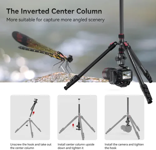 Vista 2 de SmallRig CT-20 Trípode para cámara, trípode y monopie plegable de aluminio de 78.7 pulgadas, cabezal de bola de 360 desmontable y placa