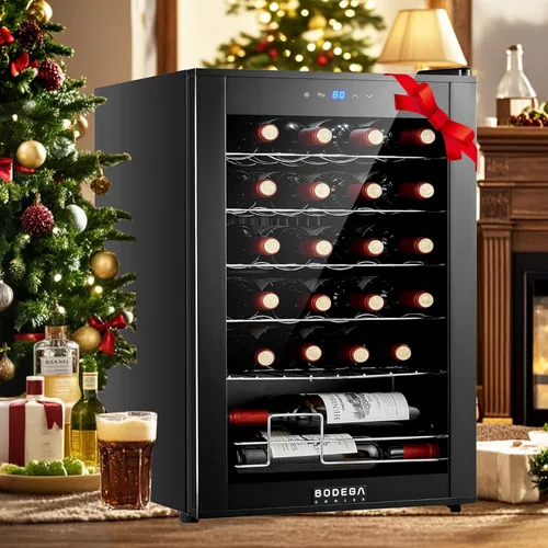 Vista 8 de BODEGA COOLER - Enfriador de vino de 24 botellas para el hogar y la cocina, mini refrigerador para dormitorio, refrigerador de vino con control