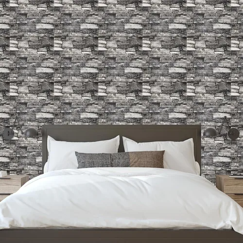 Vista 6 de uxcell Paneles de pared 3D para despegar y pegar, 30 piezas de papel tapiz de ladrillo de espuma para dormitorio, panel de pared de piedra