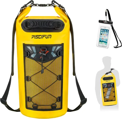 Vista 36 de Piscifun Bolsa seca, mochila flotante impermeable 10L/20L/30L/40L con funda impermeable para teléfono para navegación, kayak, pesca