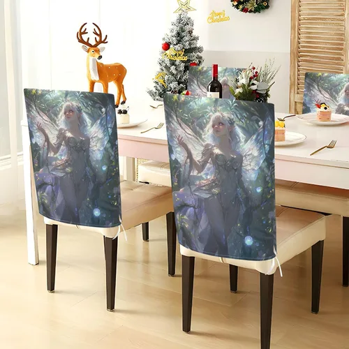 Vista 4 de Juego de 6 fundas decorativas para sillas de comedor retro, diseño de anime Girl de Fairy Game