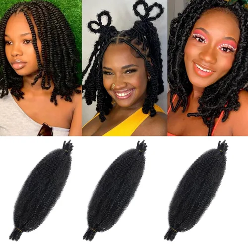 Vista 28 de Cabello para trenzas Marley Twist, Cabello Afro Twist Elástico de 12 Pulgadas, Cabello Twist Cubano Rojo, 8 Paquetes de Cabello Spring Twist Kinky