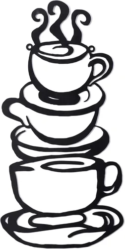 Vista 7 de Arte de pared de metal para taza de café, decoración de restaurante de cocina de granja, letrero de cafetería, negro