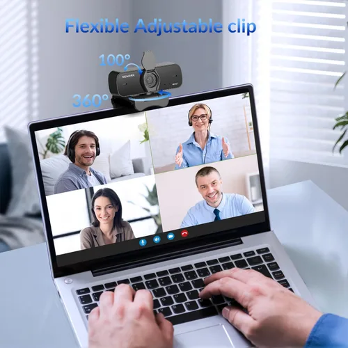 Vista 7 de Cámara web 4K para PC con 2 micrófonos con cancelación de ruido, enfoque automático estable, cámara de computadora Plug & Play para enseñanza