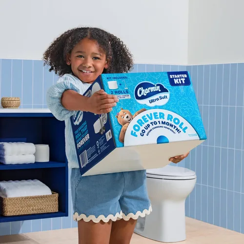 Vista 8 de Charmin Papel higiénico ultra suave, kit de iniciación Forever Roll, 1 soporte, 2 rollos, papel de baño de 2 capas