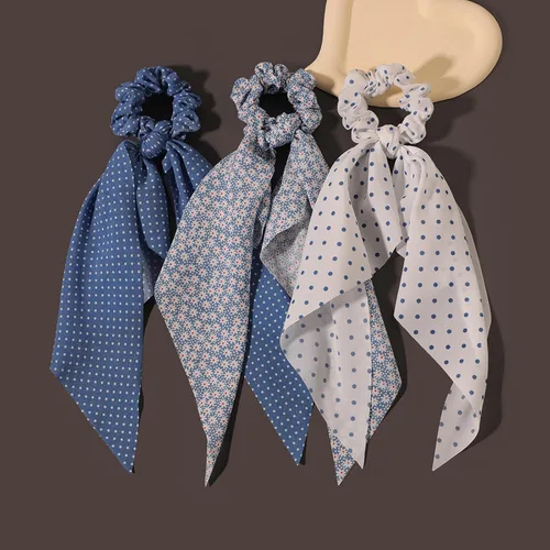 Vista 69 de Coleteros para el cabello para mujer, bufanda LFOUVRE Scrunchies, 2 piezas de bufandas anudadas para niñas, bufanda de satén sedoso, banda elástica