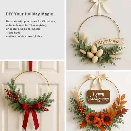 Vista 7 de Paquete de 8 anillos de metal para manualidades de macramé de 4 pulgadas, suministros de atrapasueños de aro floral, centros de mesa para mesa