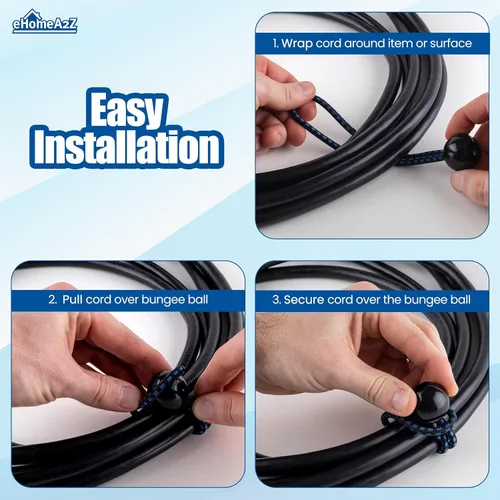 Vista 5 de EHOMEA2Z Paquete de 25 cuerdas elásticas de bolas elásticas de 6 pulgadas de diámetro para toldo, red, postes, jardín, herramientas, cables, cable
