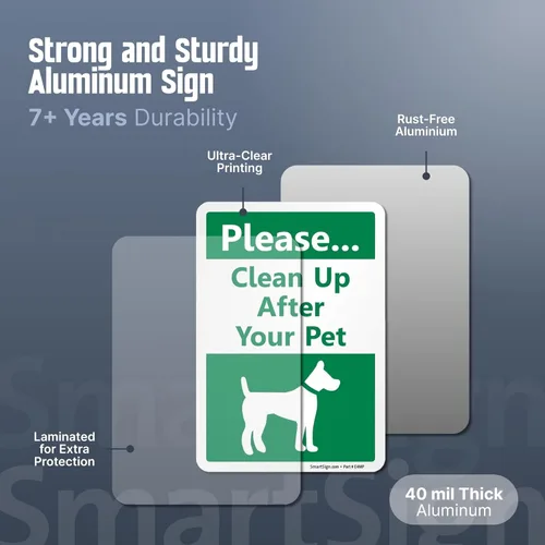Vista 3 de SmartSign - Letrero con texto en inglés "Please Clean Up After Your Pet Yard Graphic", aluminio laminado a prueba de óxido de 40 mil, kit de letrero