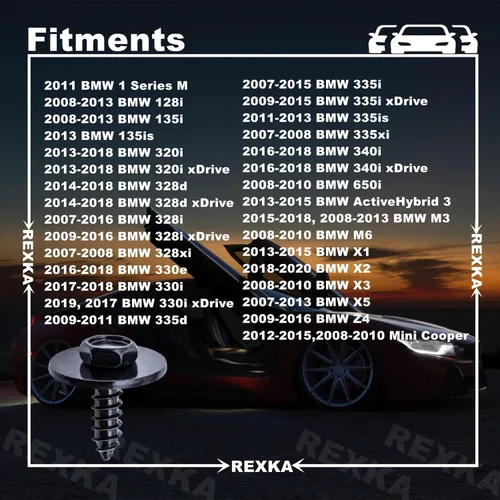 Vista 4 de Rexka 20 juegos de tornillos M4.8 para protector de salpicadero y parachoques, tuercas en U, kit para BMW Mini 07147129160 07129904150 E36 E46 E60