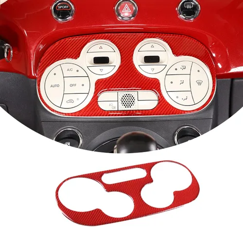 Vista 8 de Adhesivo de fibra de carbono suave para el panel de interruptor de aire acondicionado de automóvil, compatible con Fiat 500, 2011, 2012, 2013, 2014