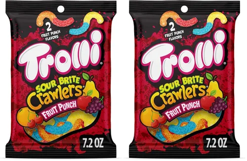 Vista 9 de Trolli Sour Brite Crawlers, caramelos, ponche de frutas, agridulce, gusanos gomosos, 7.2 onzas