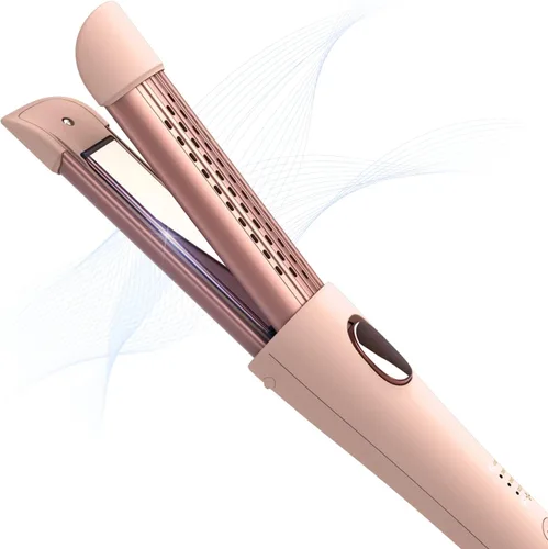 MIRACOMB Cool Air - Rizador de titanio 2 en 1, plancha plana de 1 pulgada para rizos sueltos y estilos rectos, máximo 430 °F, apagado automático,