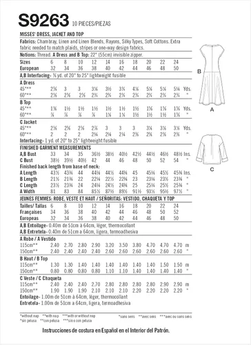 Vista 2 de Simplicity Misses' - Paquete de chaqueta, top y vestido, patrón de costura Code 9263, tallas 16-24, color blanco