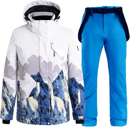 Vista 4 de Traje de esquí de invierno para hombres cálido a prueba de viento al aire libre esquí deporte snowboard traje frío impermeable color conjuntos