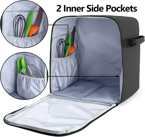 Vista 3 de Luxja Cubierta antipolvo compatible con mezcladores KitchenAid de 4.5 cuartos y 5 cuartos (con una almohadilla de relleno inferior), cubierta Negro