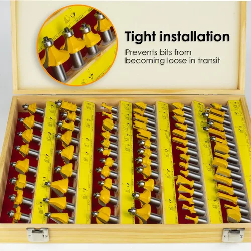 Vista 7 de Juego de brocas de router de 1/2 pulgada de vástago - BAIDETS Kit profesional de 70 piezas de brocas de carburo de 1/2 pulgada para carpintería
