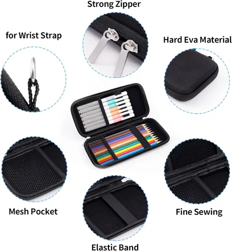 Vista 4 de iDream365 Estuche Duro Mejorado para Lápices para Adultos, Estuche Resistente para Bolígrafos con Cremallera - Gris