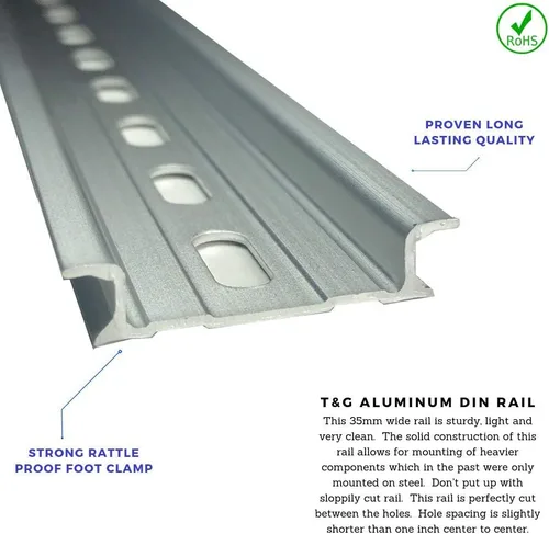 Vista 4 de T&G - 10 unidades de riel DIN ranurado de aluminio RoHS de 8 pulgadas de largo 1.378 in de ancho 0.295 in de alto