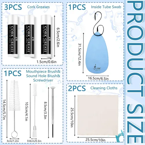 Vista 2 de Kit de limpieza de clarinete de 23 piezas, accesorios de clarinete, kit de limpiador de clarinete todo en uno, kit de mantenimiento para clarinete
