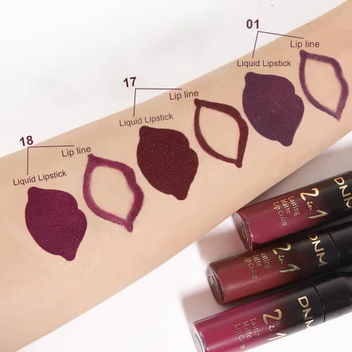 Vista 43 de evpct 1Pcs Lápiz de Labios Mate y Set de Lápiz de Labios Líquido para Mujeres, Lápiz de Labios Mate de Durazno Oscuro Púrpura, Resistente a Manchas