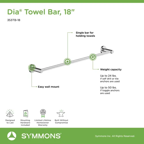 Vista 7 de Symmons 35AC3BUNDLE - Juego de accesorios de baño de pared de 3 piezas de diámetro en cromo pulido