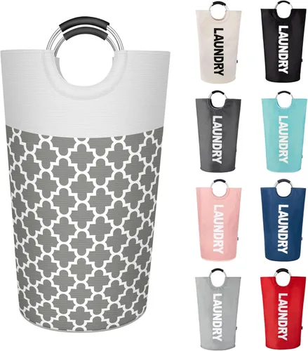 Vista 22 de Caroeas Cesta de Ropa de 90L (13 Colores), Cesta de Ropa Impermeable, Bolsa de Ropa con Asas Acolchadas, Cesta de Ropa, Cesta de Ropa Plegable