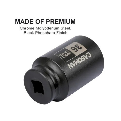 Vista 5 de CASOMAN Enchufe de impacto de 6 PT de 1/2 pulgada x 1.417 in de profundidad, CR-MO, 1/2 pulgada de transmisión de 6 puntos para una fácil extracción