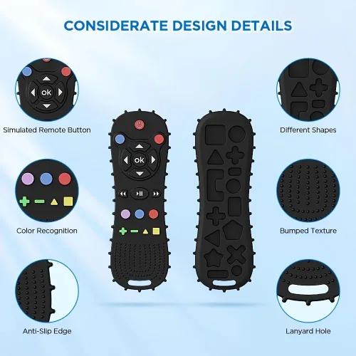 Vista 3 de AALFA Juguete de Dentición para Bebés, Control Remoto de TV Suave + Forma de Máquina de Juego, Set para Masticar, Desarrollo Intelectual, Juguete