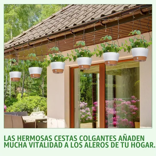 Vista 6 de Amyhill 6 macetas colgantes de 8 pulgadas para plantas de interior, cestas colgantes de riego automático con orificio de drenaje, bandeja de nivel