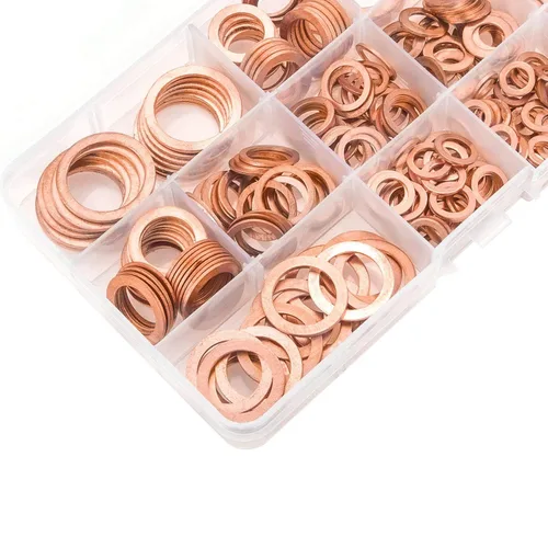 Vista 6 de Juego surtido de 300 piezas de 12 tamaños de arandelas de sellado métricas de cobre