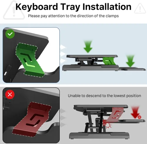 Vista 7 de Convertidor de escritorio de pie de 32 pulgadas, altura ajustable, elevador de escritorio de pie para sentarse, estación de trabajo de doble monitor