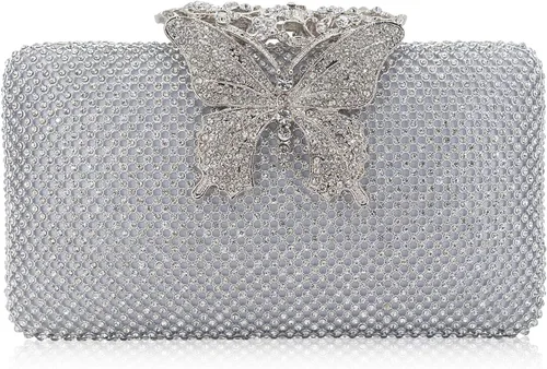 Vista 15 de Dexmay - Bolso de noche para mujer con cierre de mariposa y diamantes de imitación