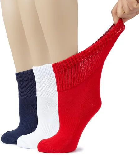 Vista 11 de Hugh Ugoli Calcetines tobilleros de algodón para mujer para diabéticos, anchos, sueltos, elásticos, puntera sin costuras, semiacolchado superior sin
