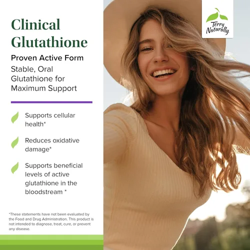 Vista 3 de Terry Naturally Clinical Glutathione - Antioxidant for High Absorption - Dietary Supplement with L-Glutathione - Vegan Supplement to Support Cell