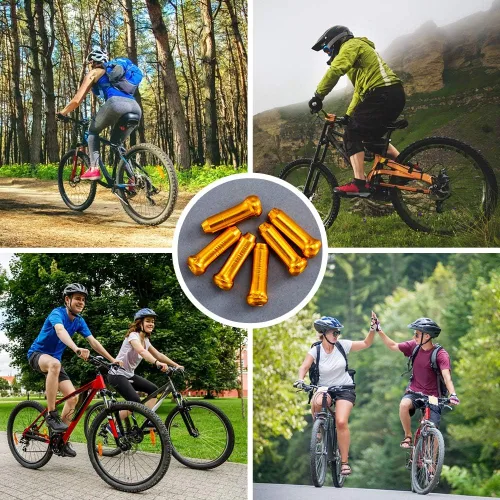 Vista 6 de HZJD Tapas de extremo de cable de bicicleta, crimpado de extremo de cable, tapas de cable para aleación de cambio de bicicleta, tapas de extremo