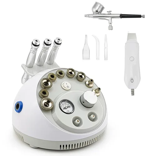 4 en 1 Dermoabrasión de diamante Microdermabrasión Limpiador de la piel Vacío Facial Peeling Rociador Blackhead Removedor de acné Cuidado de la piel