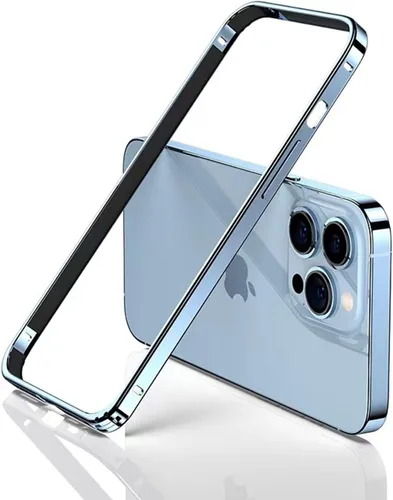 Vista 17 de Funda rígida delgada con marco de aluminio para iPhone 13 Pro, armadura de marco de metal con protección interior suave, protección de borde elevado