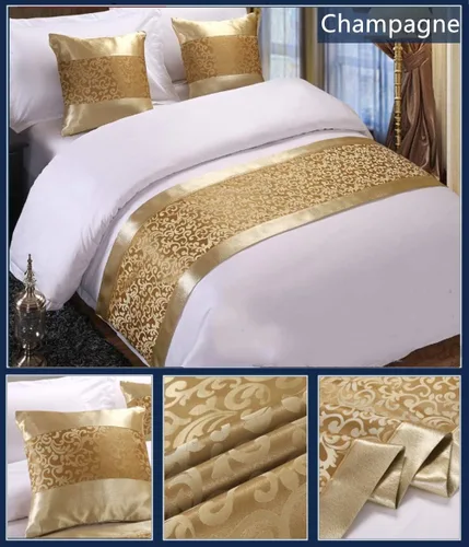 Vista 2 de Twelve Bufanda de cama King Champagne Runner Bedding Bufandas para casa Hotel Guesthouse