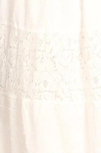 Vista 5 de Anna-Kaci Maxi vestido largo de encaje estilo bohemio semitransparente con hombros descubiertos fruncido para mujer