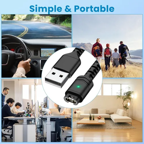 Vista 7 de Garmin - Cable cargador de reloj compatible con Garmin Fenix 5 5S 5X 6 6S 6X Plus Pro 7 7S 7X, Forerunner 945 45 45S 245 Music, Approach S10 S40 S60