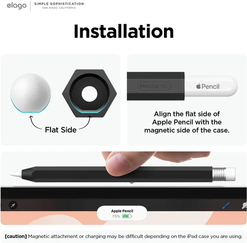 Vista 4 de elago Compatible con estuche Apple Pencil Pro y estuche Apple Pencil de 2ª generación, compatible con carga magnética, doble toque, presión, táctil