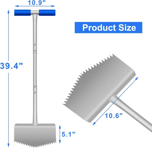 Vista 3 de Herramienta de cortacésped con agarre en T y diente de sierra, herramienta manual para bordear césped, pala de bordes, bordeadora de césped