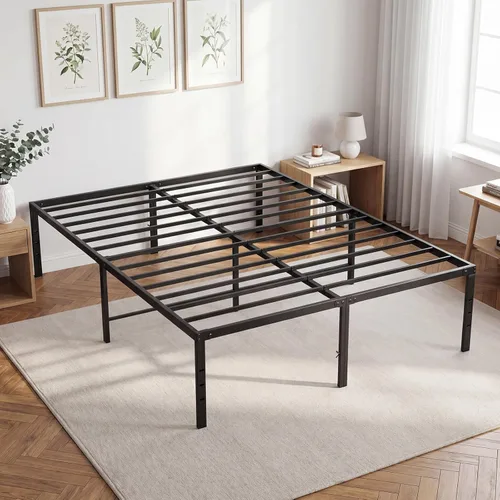 Vista 9 de DUMOS Base de cama de tamaño individual de 12 pulgadas, base de colchón de plataforma de metal con soporte de listones de acero, no necesita somier
