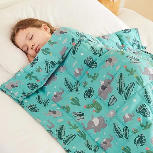 Vista 20 de HOSUKKO - Manta con peso, manta pesada color gris de 5 libras, manta transpirable (36 x 48 pulgadas, 5 libras)