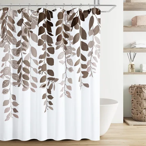 Vista 41 de BOODII Cortinas de ducha negras de 36 x 72 pulgadas, cortina de ducha de eucalipto de primavera para baño, cortina de baño con textura de flameado