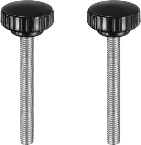 Vista 59 de uxcell 2 perillas de sujeción moleteadas M6 x 0.394 in métricas de acero inoxidable 304 rosca macho tornillo de pulgar en tipo 1.181 in cabeza