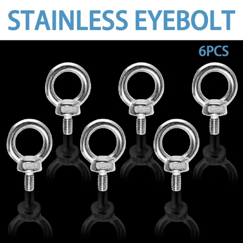 Vista 4 de Perno de ojo M8, perno de ojo de acero inoxidable, rosca masculina maquinaria hombro anillo de elevación perno de ojo, tornillo resistente